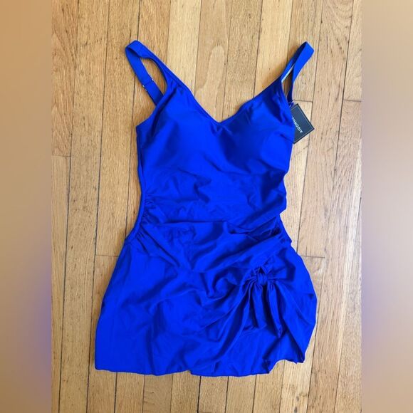 Aidonger One Piece Swim Dress Tummy Control Royal Blue NWT - Picture 4 of 6